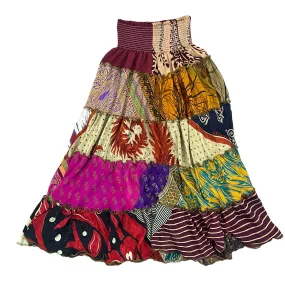 What Women Wear Colorful Art Silk Boho Maxi Skirt One Size