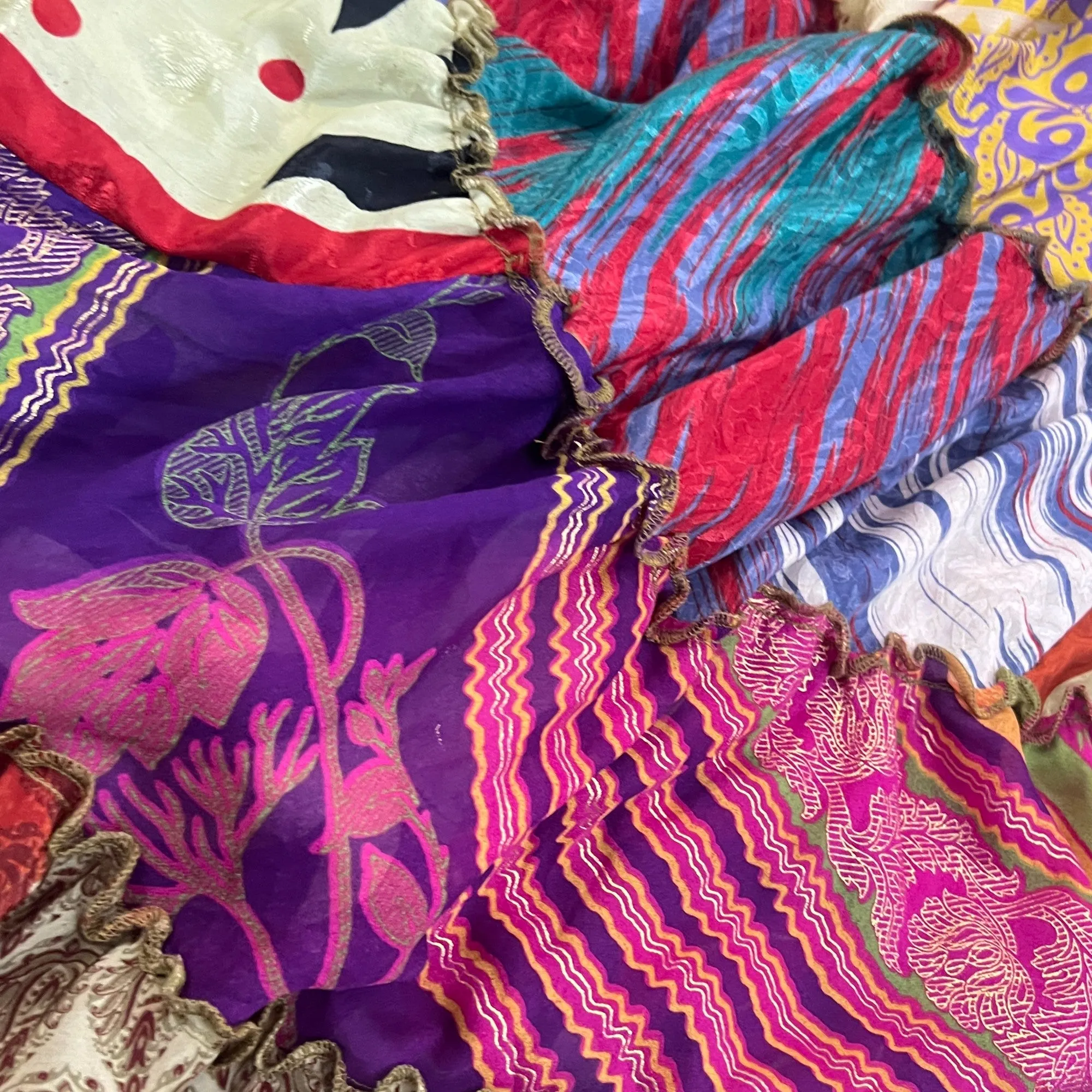 What Women Wear Colorful Art Silk Boho Maxi Skirt One Size