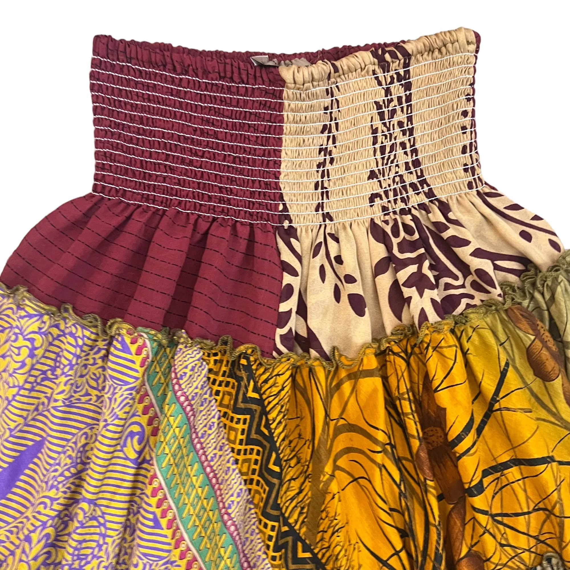 What Women Wear Colorful Art Silk Boho Maxi Skirt One Size