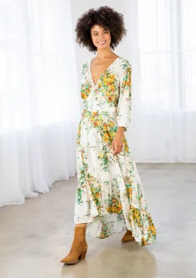 White Floral Maxi Wrap Dress