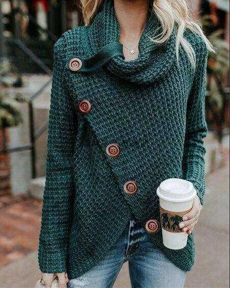 Women Turtleneck Knited Autumn Winter Oversize Loose Sweater