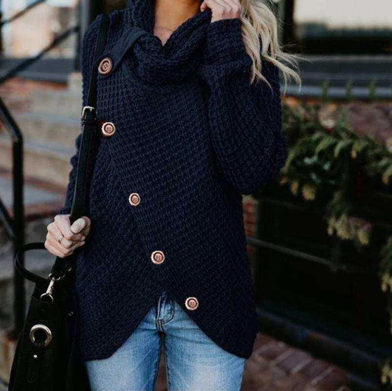 Women Turtleneck Knited Autumn Winter Oversize Loose Sweater