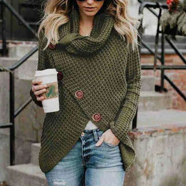 Women Turtleneck Knited Autumn Winter Oversize Loose Sweater