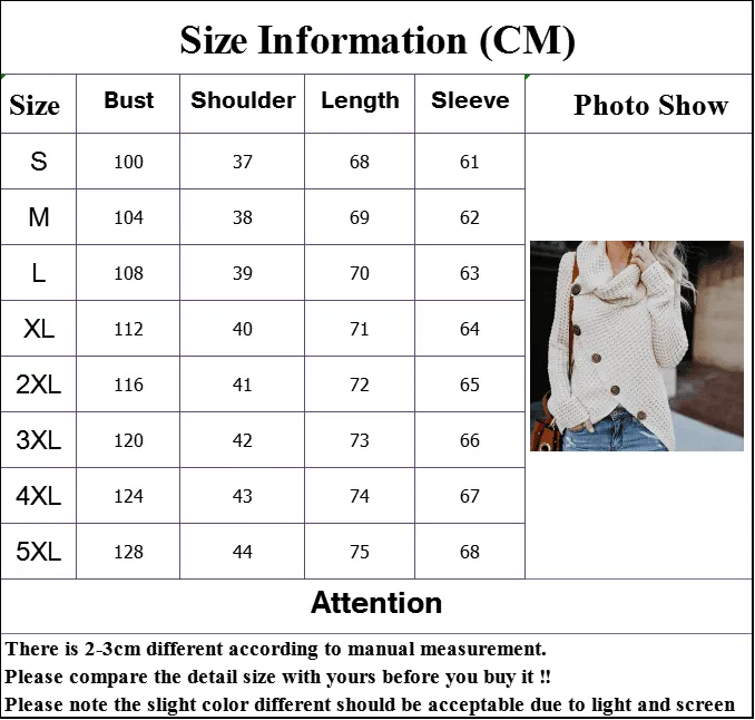 Women Turtleneck Knited Autumn Winter Oversize Loose Sweater