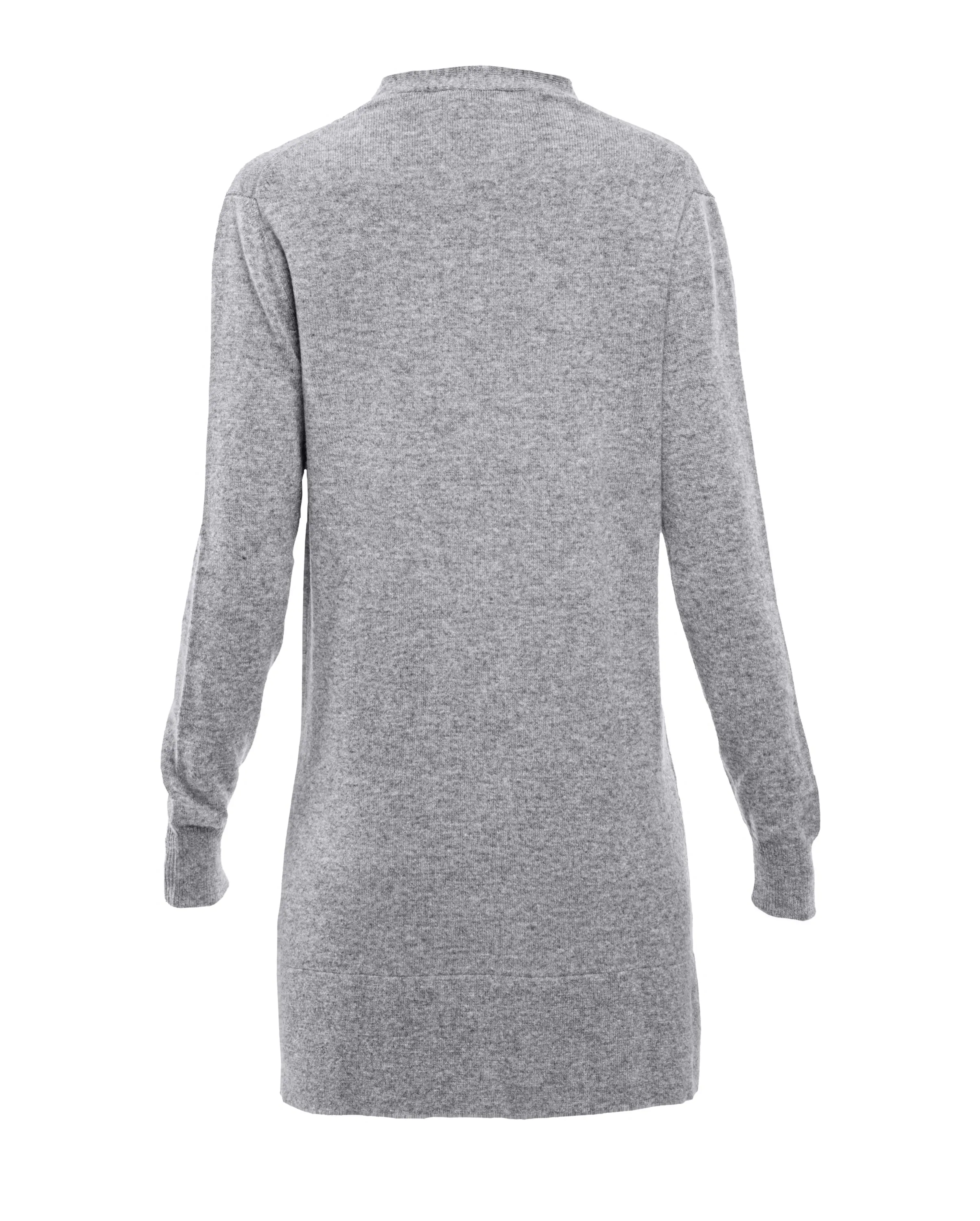 Women's Long Pure Cashmere Cardigan Sweater Melange Gray