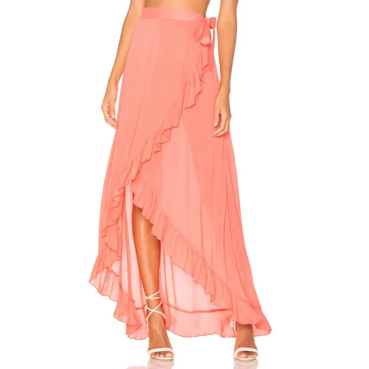 Women's Printed Side Slit Sheer Chiffon Maxi Skirt #Maxi Skirt