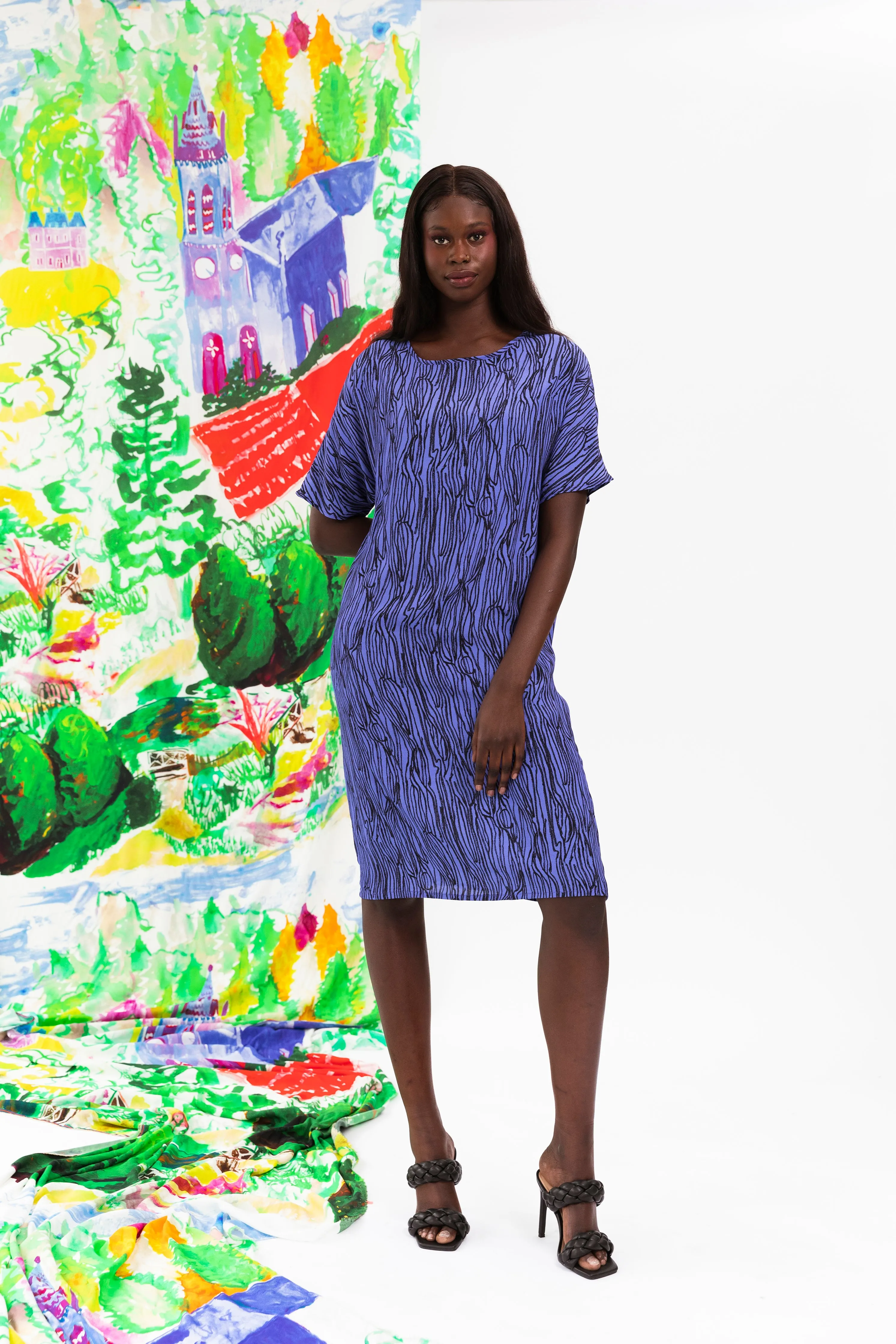 Wood Grain Purple T-Dress