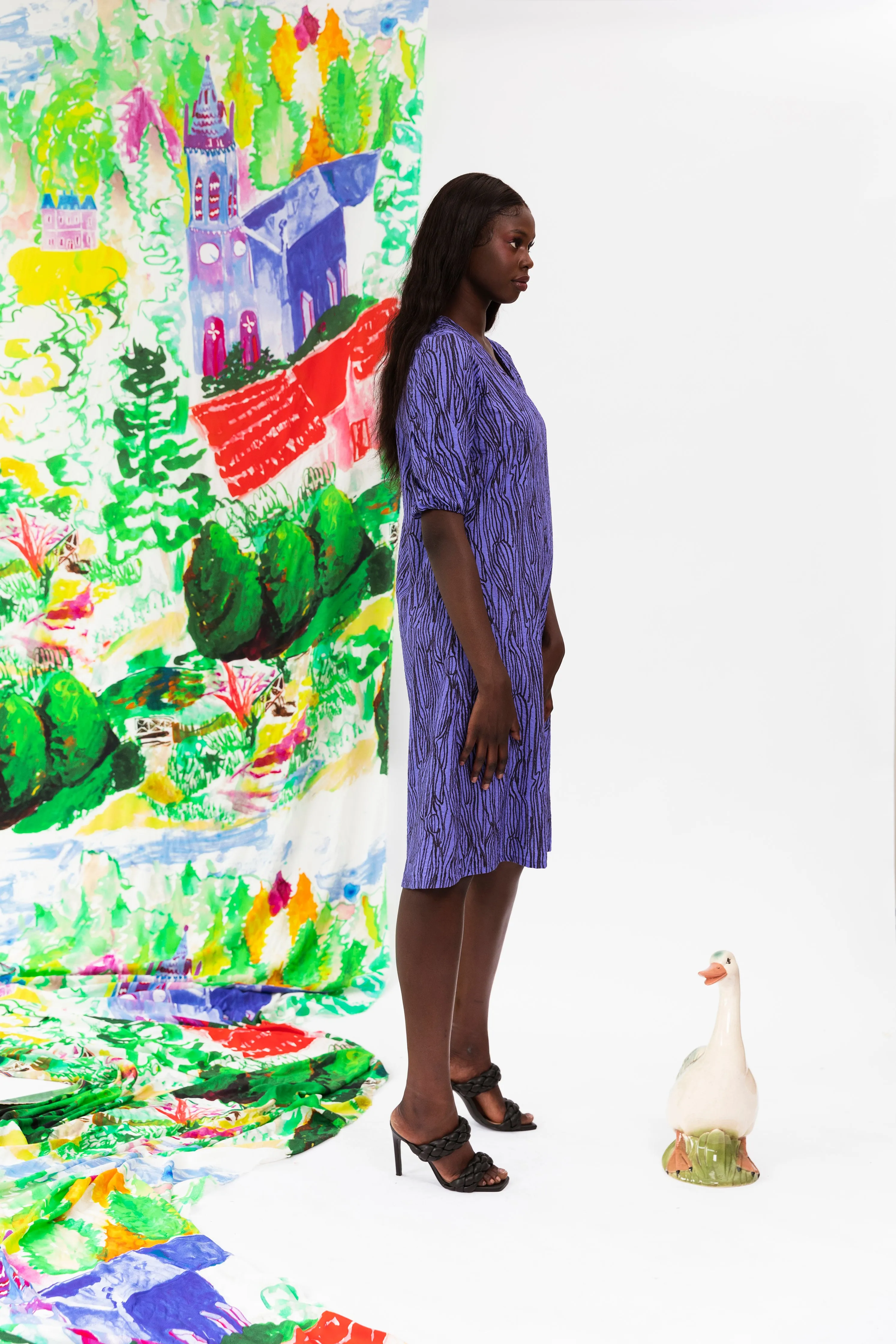 Wood Grain Purple T-Dress