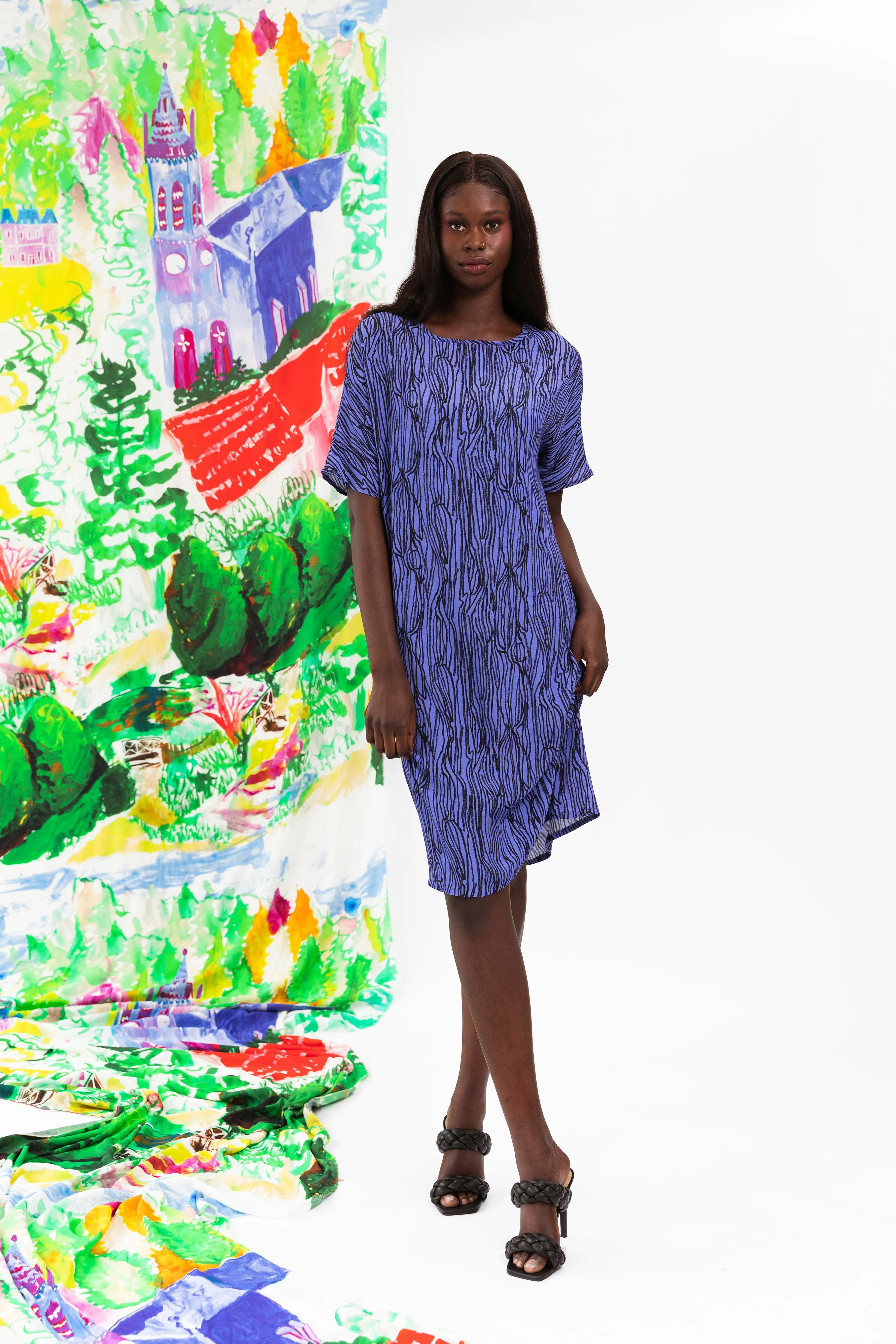 Wood Grain Purple T-Dress