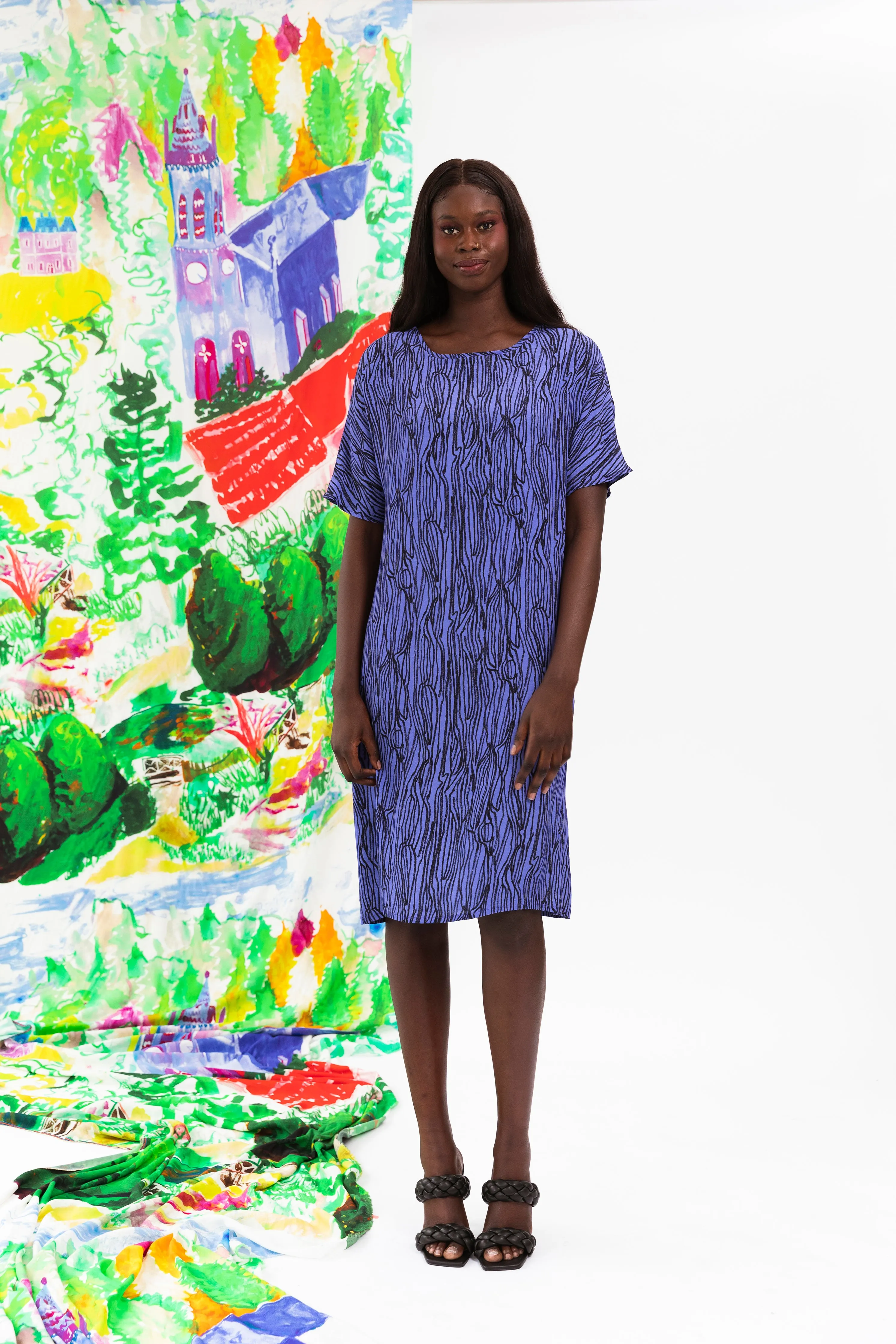 Wood Grain Purple T-Dress