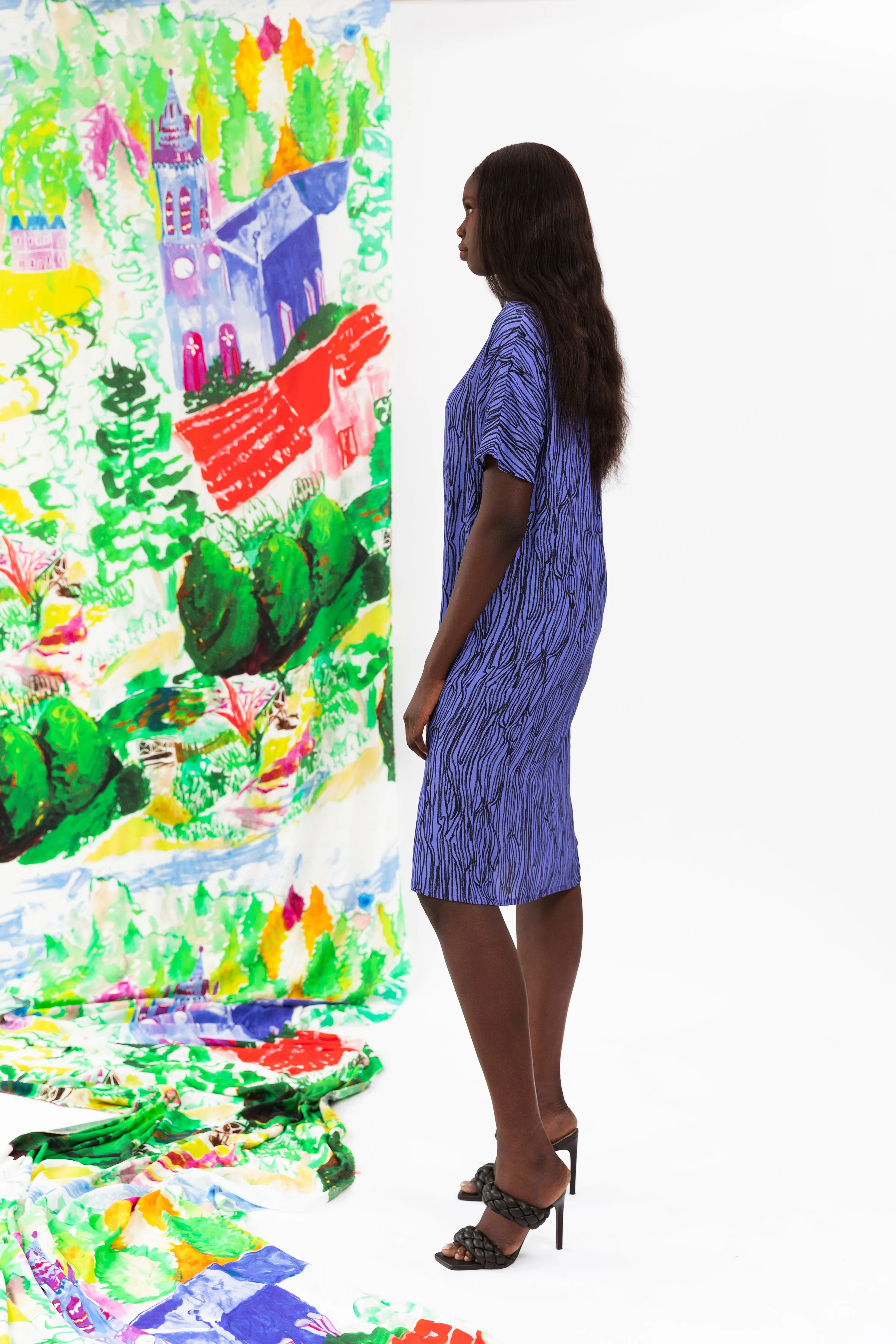 Wood Grain Purple T-Dress