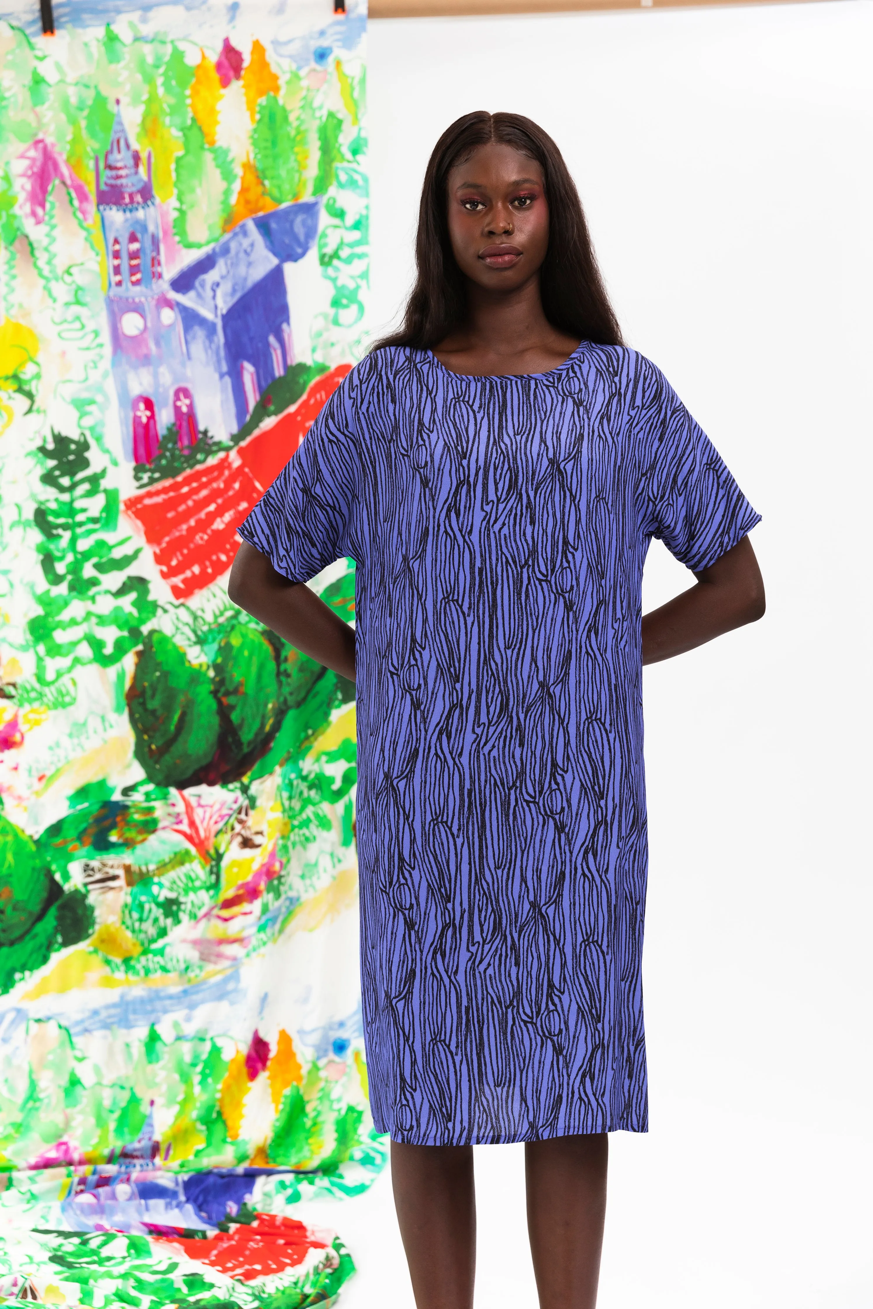 Wood Grain Purple T-Dress