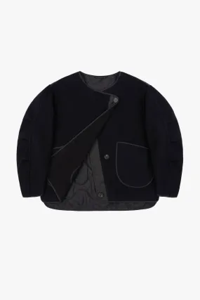 Wool Cropped Peacoat - Navy / Black