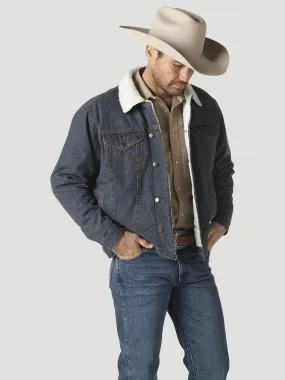 WRANGLER® WESTERN STYLED SHERPA LINED DENIM JACKET - RUSTIC